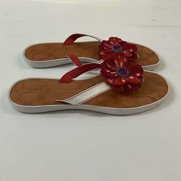 Coach Sandals Womens Larisa Multicolor Leather Floral Throng Flip Flop Size 8 - Picture 7 of 10